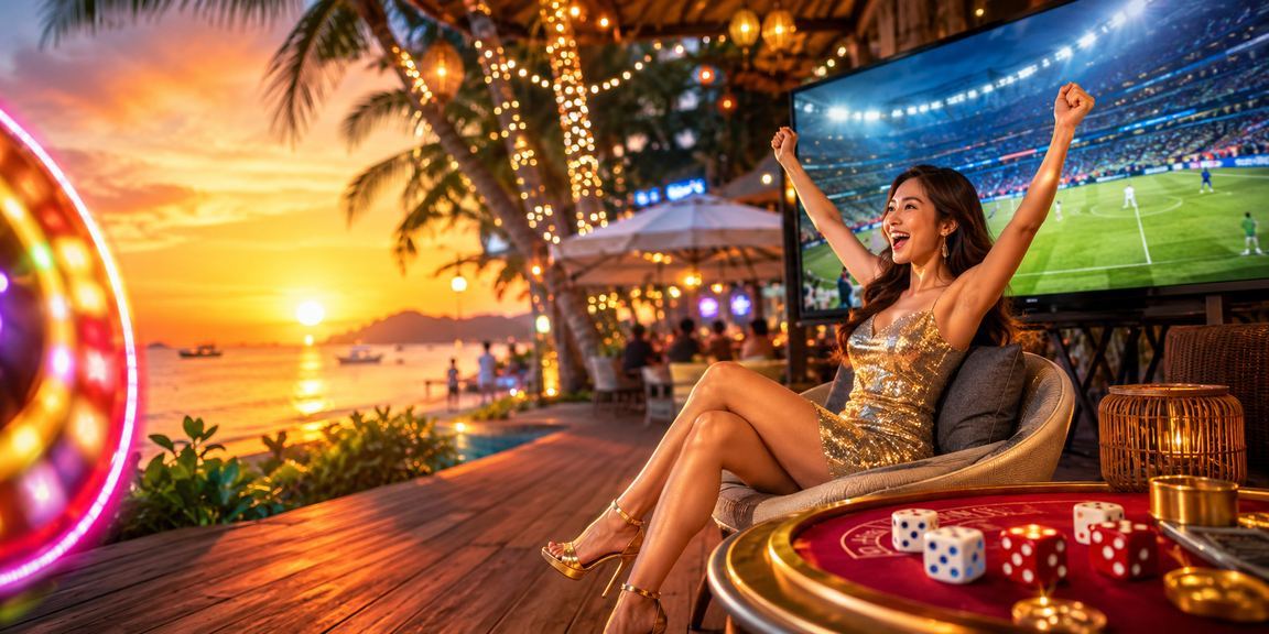 Người chơi tài xỉu tại Phú Quốc với không khí sôi động bên bờ biển buổi chiều