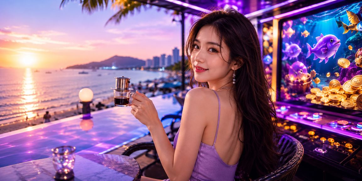 Nhóm bạn tại Vũng Tàu thưởng thức cà phê và xem cá cược thể thao trực tuyến buổi sáng